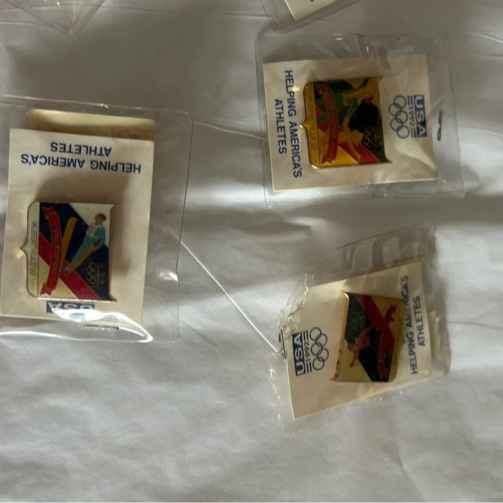 Vintage Collectible 1992 USA Olympic Pins with Gold Accents - set of 9